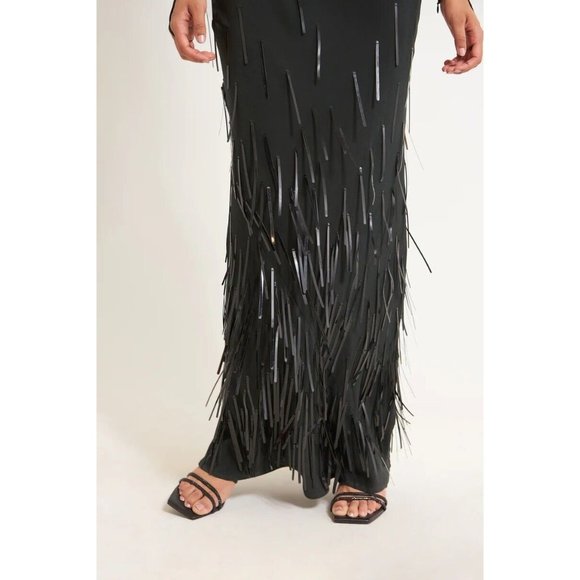 Cult Gaia Anisa Gown Black Silk Embellished Long - Picture 4 of 8